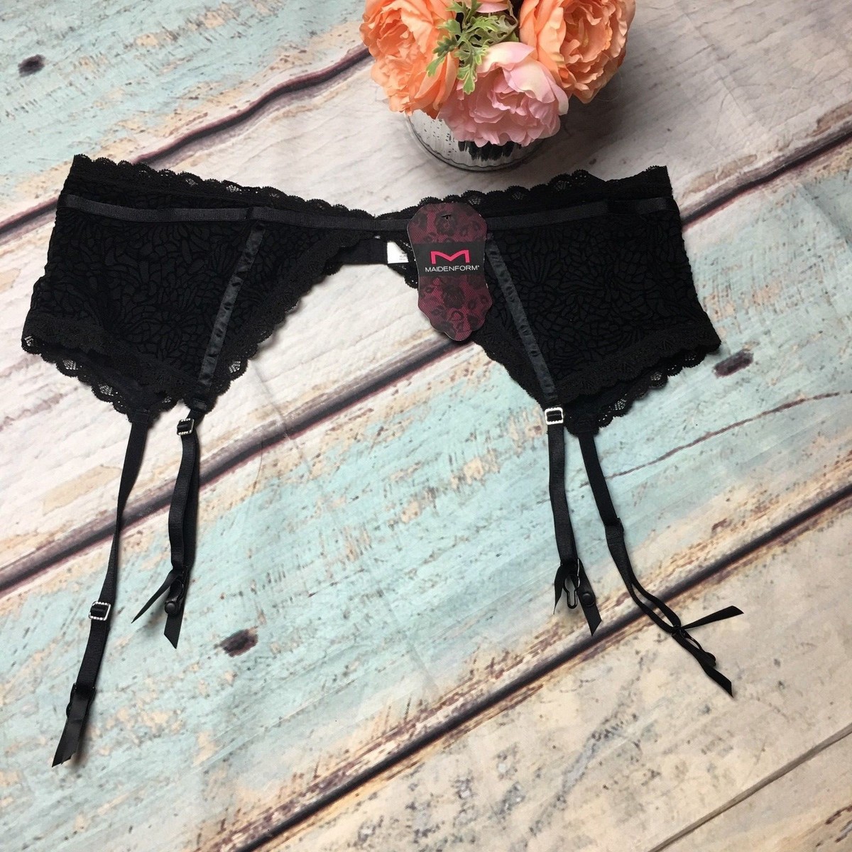 Maidenform SEXY Black Garter Belt XLARGE NWT $32 | eBay