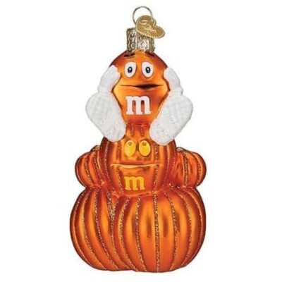 Old World Christmas M&M'S ORANGE AUTUMN (32666) Glass Ornament w/ OWC Box