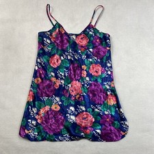 Vtg 90's California Dynasty Satin Chemise Slipdress Nightgown Floral Size M USA