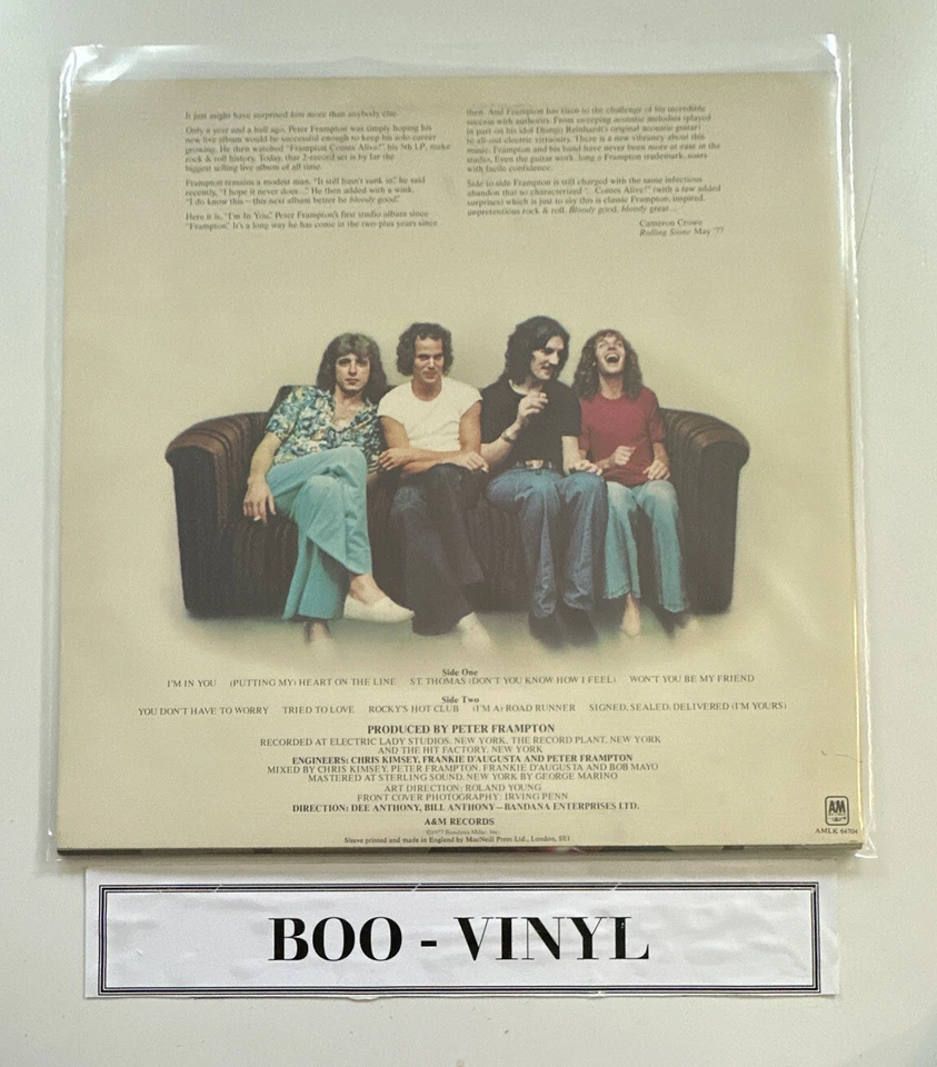 Peter Frampton – I'm In You  12"  Vinyl Album A&M Records EX / NM Condition - Image 2 of 4