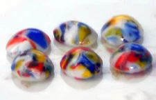 Vintage Cabochons White Millefiori NOS RARE Oval 8x10mm Western Germany #1356E 