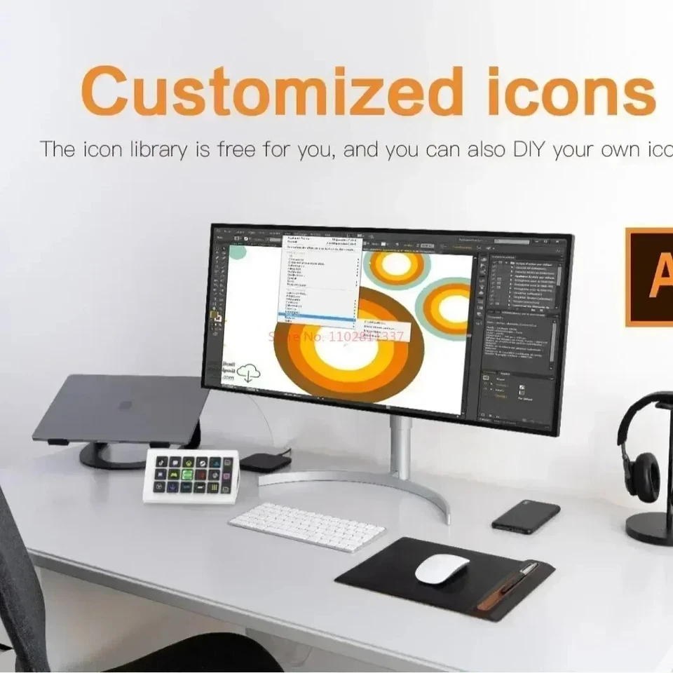 Customizable Stream Deck For Streaming And Gaming 15 Keys Wired USB White - Image 4 of 4