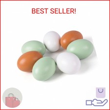 SallyFashion 7 Pcs Wooden Fake Eggs, 3 Colors Wood Fake Chicken Nesting Eggs for