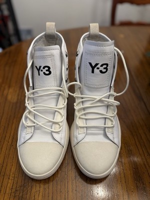 adidas Y-3 Bashyo 2 High Top White Leather Men's 10.5  Athletic Sneakers BC0918