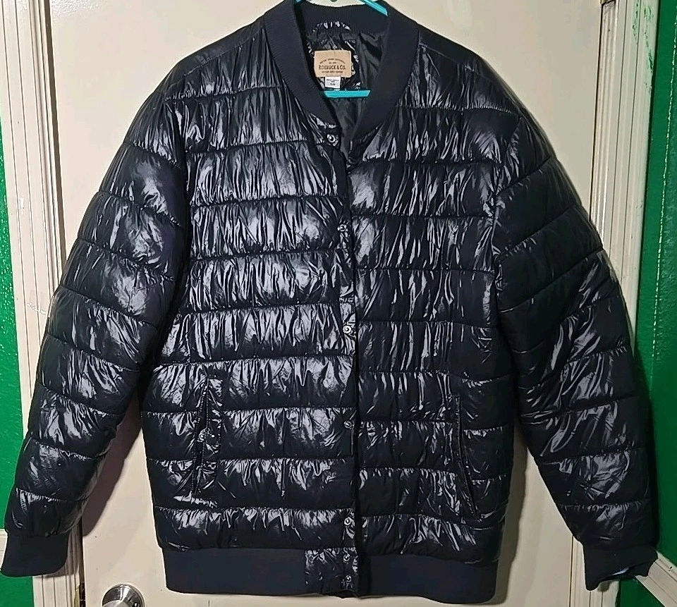 Roebuck & Co. Men's Blue Quilted Puffer Bomber Coat Jacket Size XL
