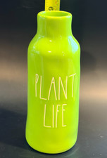 Rae Dunn PLANT LIFE Green Ceramic Vase 9” Flower Pot