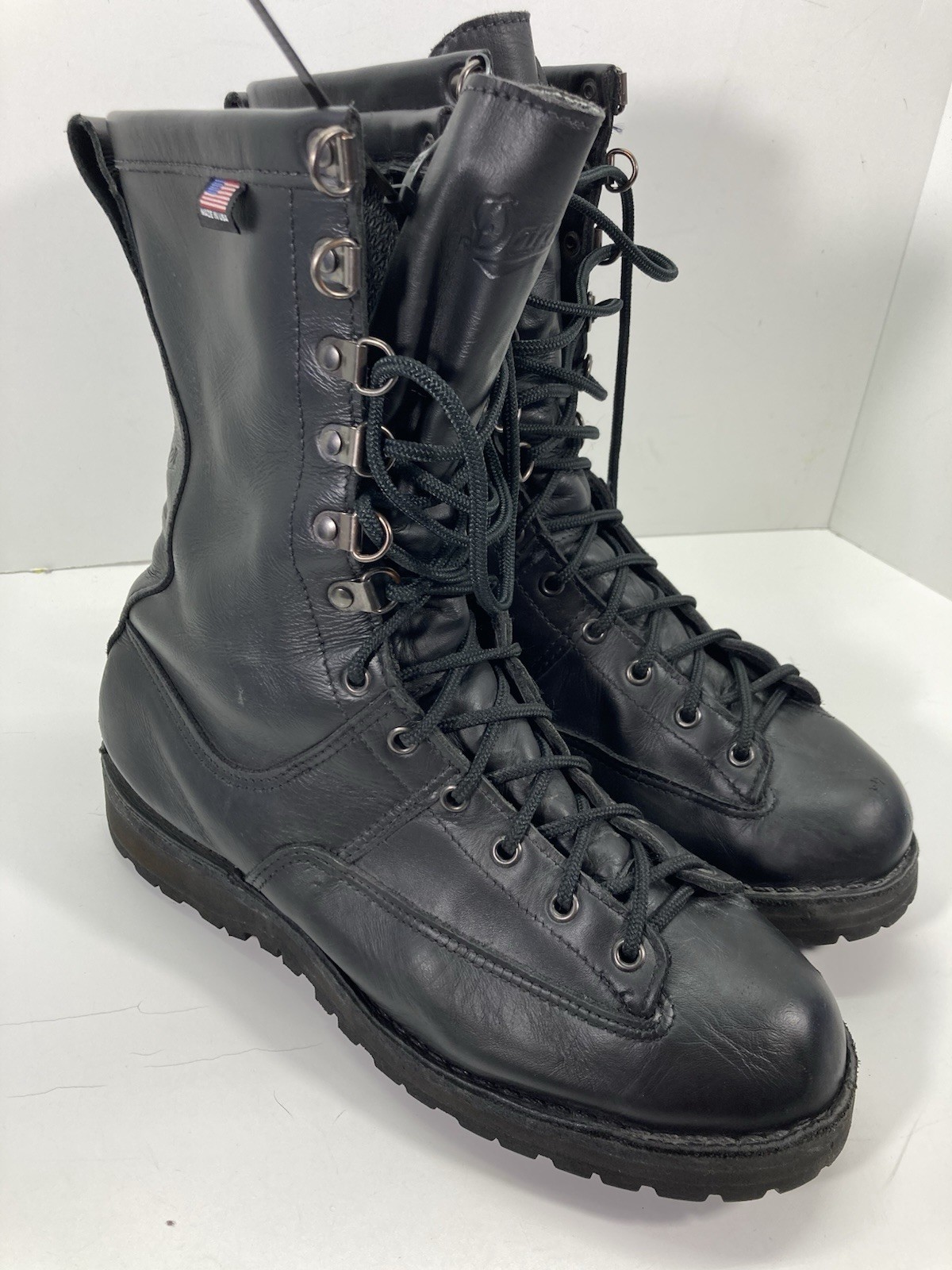 Danner Fort Lewis Men's 10-Inch Black Leather Combat Boots Size 9.5 Military Lace-Up-image