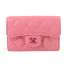 CHANEL CC GHW Card Case Lambskin Leather Pink
