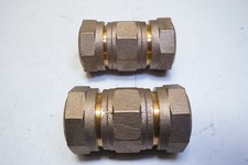 New Lot of 2 HM/JJ Brass Compression Fitting Coupling 2" NL Ships FREE