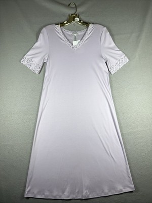 Hanro Moments NW Women s XS US 2/4 Night Gown Sleep Robe Lavender Purple Lace