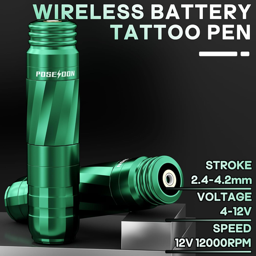 POSEIDON Tattoo Kit Tattoo Gun Kit with 2Pcs 1500Mah Battery Tattoo Machine Kit - Picture 4 of 12