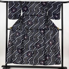 JAPANESE KIMONO YUKATA DARK BLUE 152.5 cm 5 ft 0 in COTTON AA7631