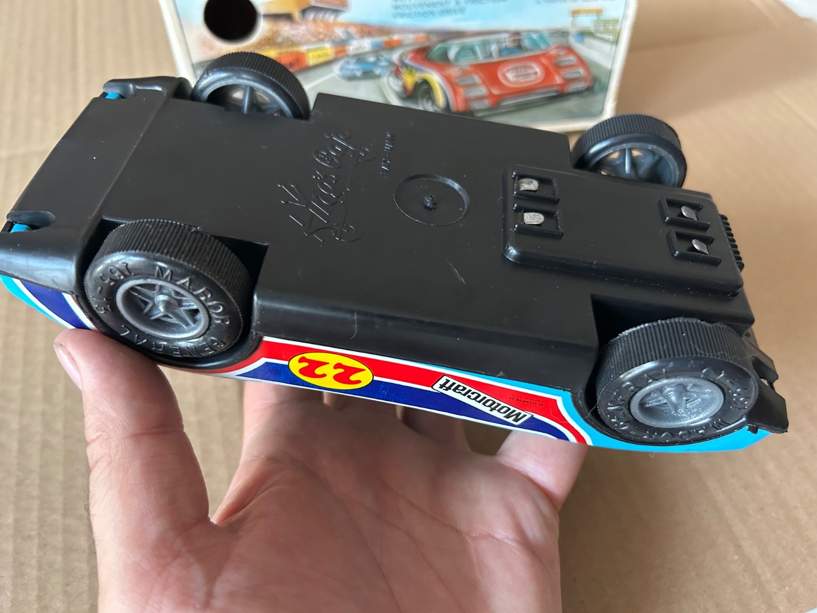 Portuguese vintage toy car 1970s General Mabor Champion and Motorcraft advertisi