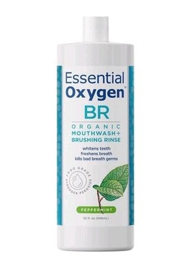 Essential Oxygen BR Organic Peppermint Mouthwash & Brushing Rinse 32 fl oz
