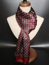 100 Silk Scarf men women neckerchief Wrap plaids checks wine dark red QS175-27