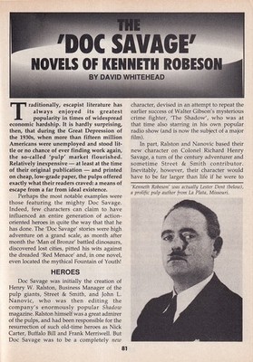 DOC SAVAGE RIDES AGAIN : THE KENNETH ROBESON ADVENTURE NOVELS. BY DAVID WHITEHEA