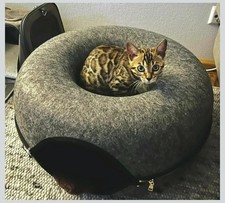 Cat Cave Cat Tunnel Bed Indoor Cats Cat Donut Sz XL Grey Toys Brand New