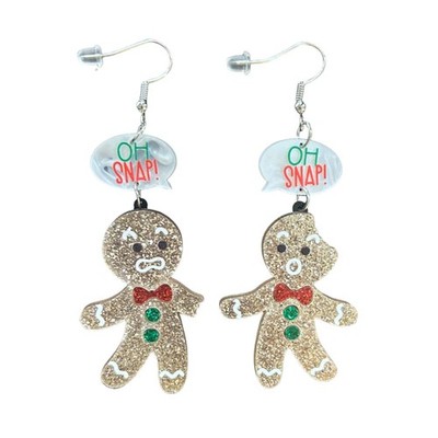 Christmas Theme Earrings Acrylic Cute Gingerbread Drop Dangle Earrings-Ging - 01