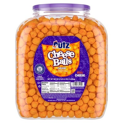 Utz Cheese Balls Barrel, Tasty Snack Baked with Real 2.28 Pound (Pack of 1) 