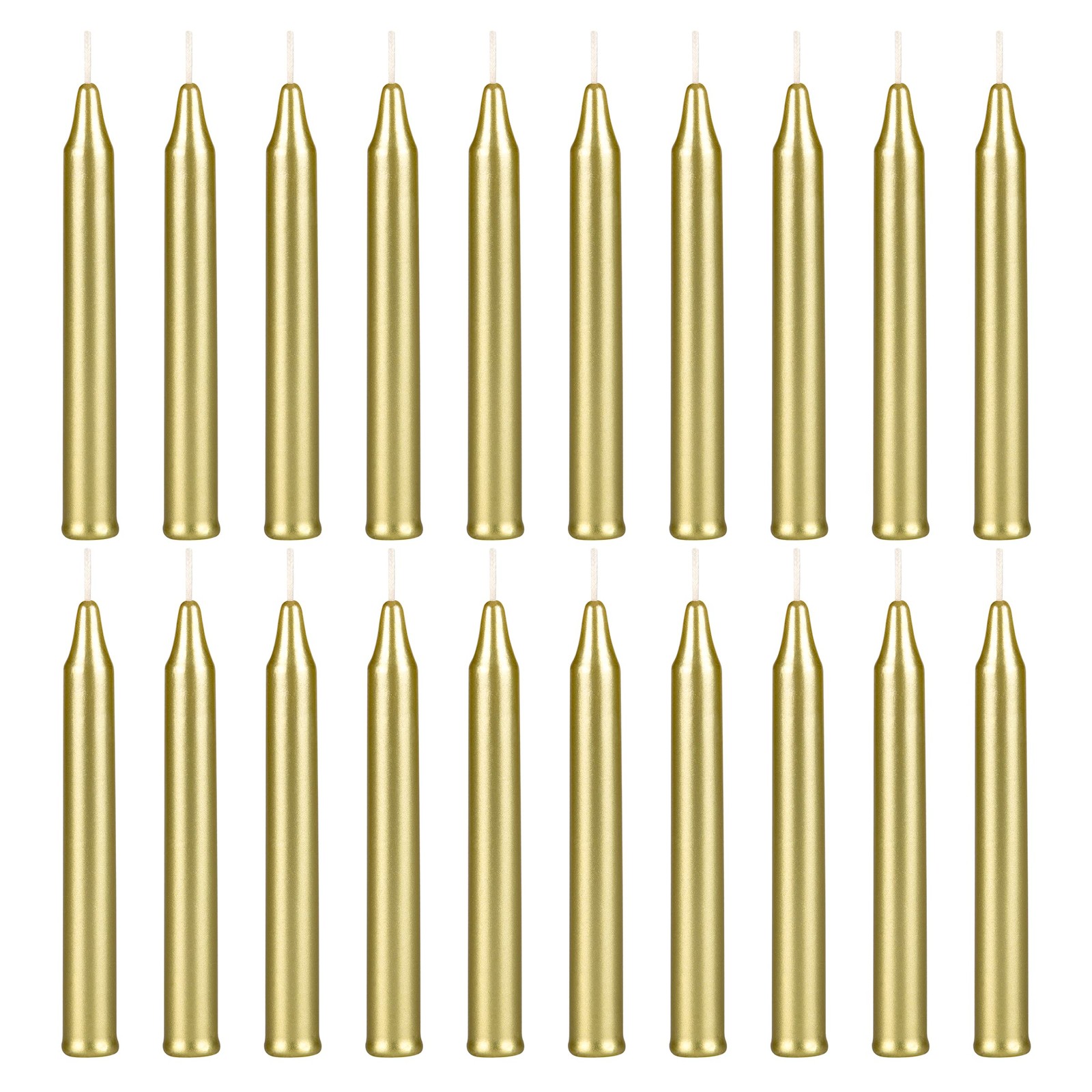 Mega Candles 20-Pack 4 Inch Unscented Gold Mini Taper Spell Candles