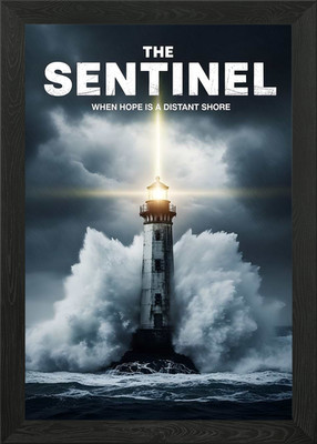 The Sentinel: Lighthouse in Storm Framed Wall Art Poster Canvas Print Picture