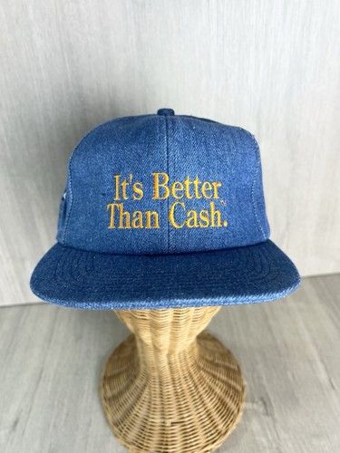 VTG 80s Farmer Hat Snapback Cap Farm Plan FPC Financial Blue Denim