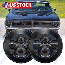 Newest Pair 7 Round Led Headlights Highlow Beam Lamp For Dodge D150 1970-1980