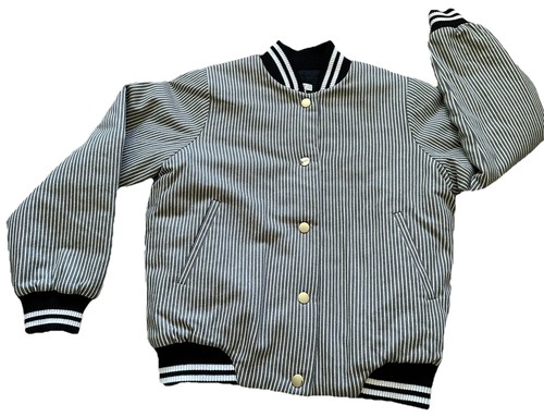 French Design Zef Paris Kids Bomber Jacket Size 10 Striped Blouson Quilted - Picture 1 of 7