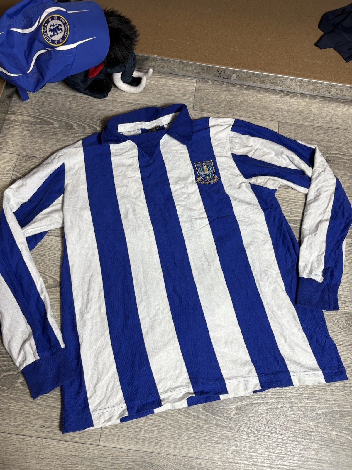 Vintage Toffs Sheffield Wednesday F.C Jersey Long Sleeve Men Size XL Blue Soccer