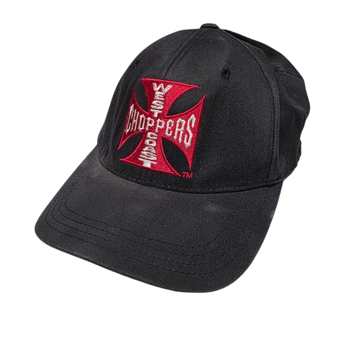 West Coast Choppers Hat Fitted Black Red Iron Cross Jesse James