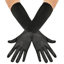 20s Satin Gloves Stretchy Adult Size Elbow Length for 1920s Opera Tea Party