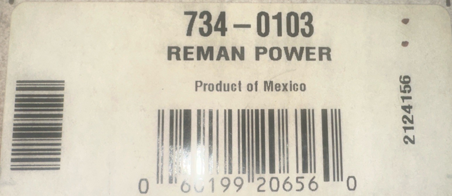 Vision OE / Reman 734-0103 Power Steering Pump (only)  *Remanufactured*