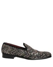 Dolce & Gabbana Black Velvet Floral Embellished Loafers Men's Shoes