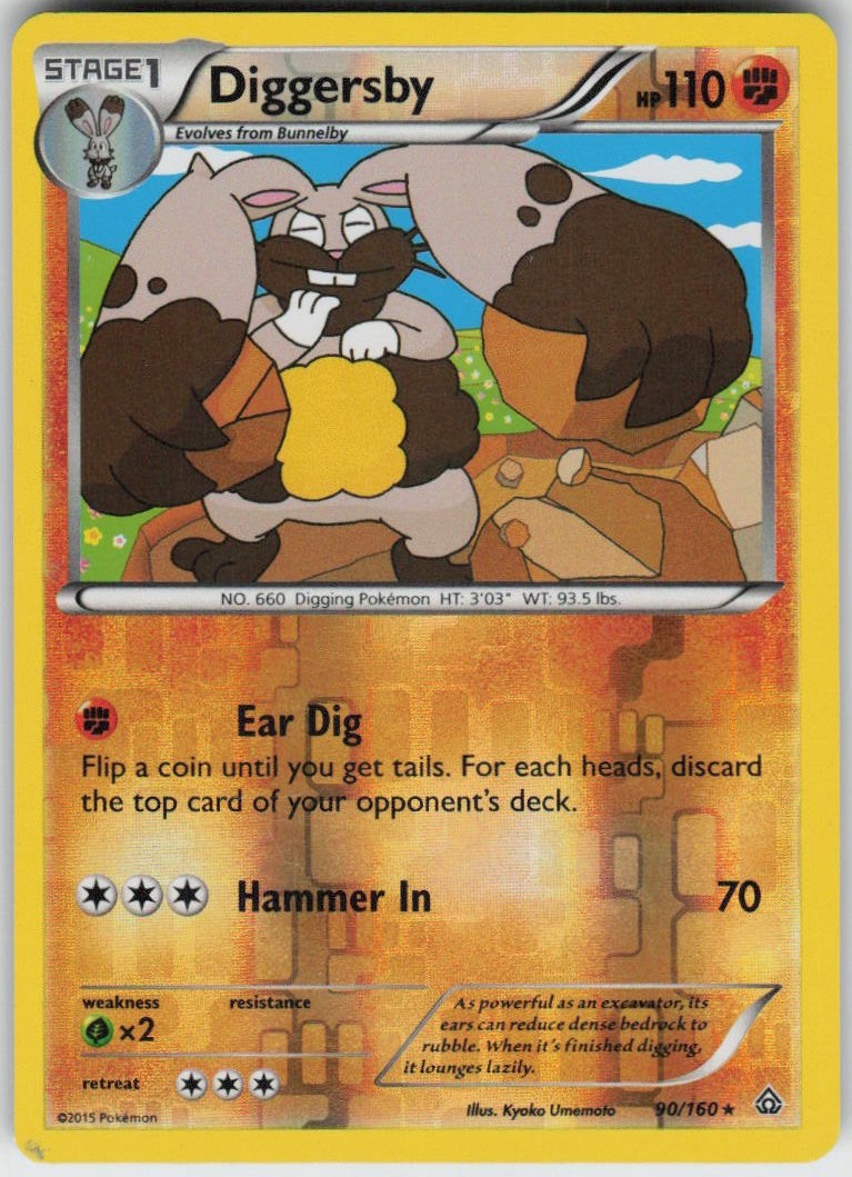 Played Reverse Holo Diggersby 90/160 Rare Primal Clash Moderately Played