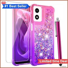 Phone Case for Moto G Play 2024 Glitter Liquid Bling with Screen Protector
