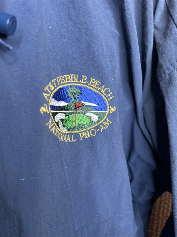 Vintage Pebble Beach ProAm Golf Windbreaker Bomber Style Jacket Medium Blue Rain - Image 3 of 4