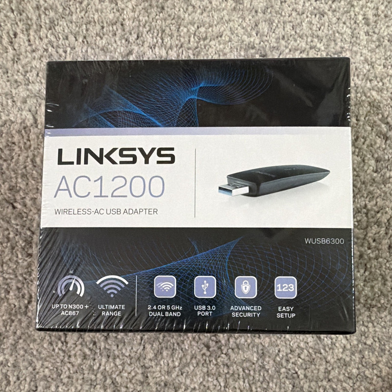 Linksys AC1200 Dual-Band USB 3.0 WiFi 802.11ac 867 Mbps WUSB6300 Black