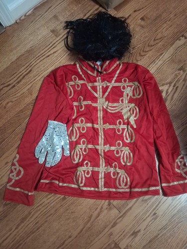 "RUBIES" Michael Jackson costume adult (LARGE) w/ Wig &Sparkle Glove