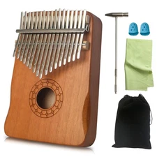 Kalimba Thumb Piano 17 Keys with Study Instruction and Tune Hammer Portable M...