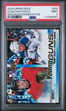2019-20 UD Kirby Dach Kaapo Kakko Young Guns CL Speckled Rainbow Foil #500 PSA 9