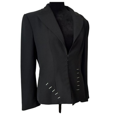 Manigance Paris Black Hook and Eye Structured Statement Blazer Jacket Size S