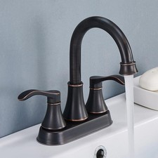 Lead-Free Antique 2 Handle Oil Rubbed Bronze Bathroom Sink Faucet 360&deg; Swivel