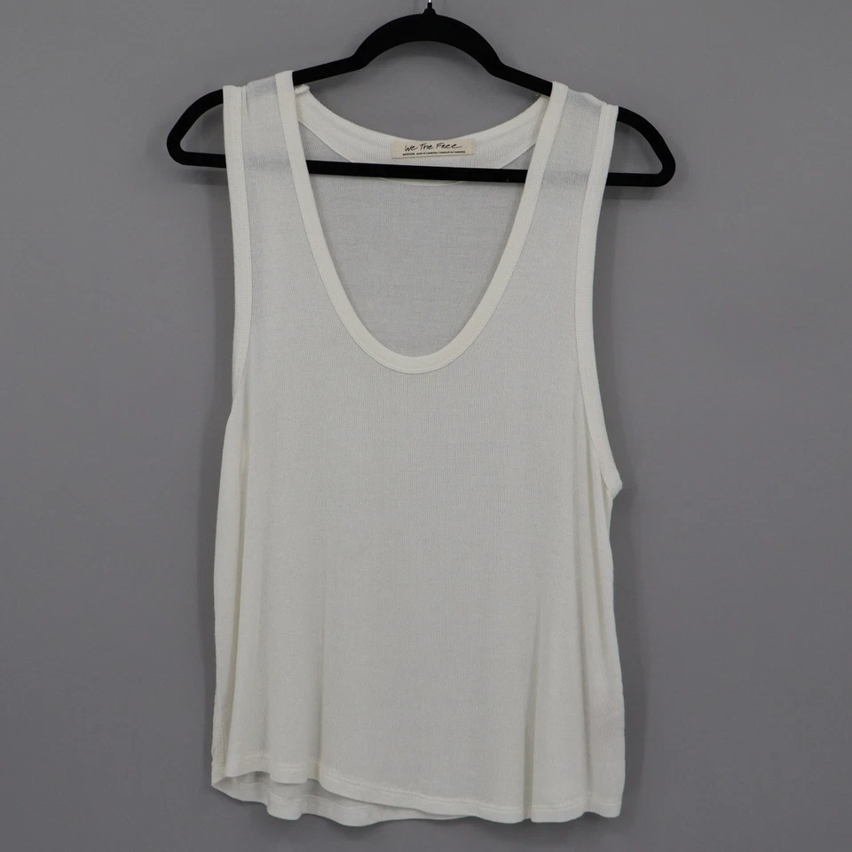 Camiseta sin mangas acanalada We The Free Take The Plunge para mujer M blanca informal boho holgada Foto 2 de 4