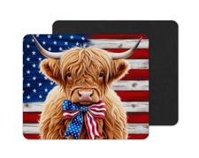 American Highland Cow Mouse Pad, Computer Mouse Pad, Highland Cow Mouse Pad