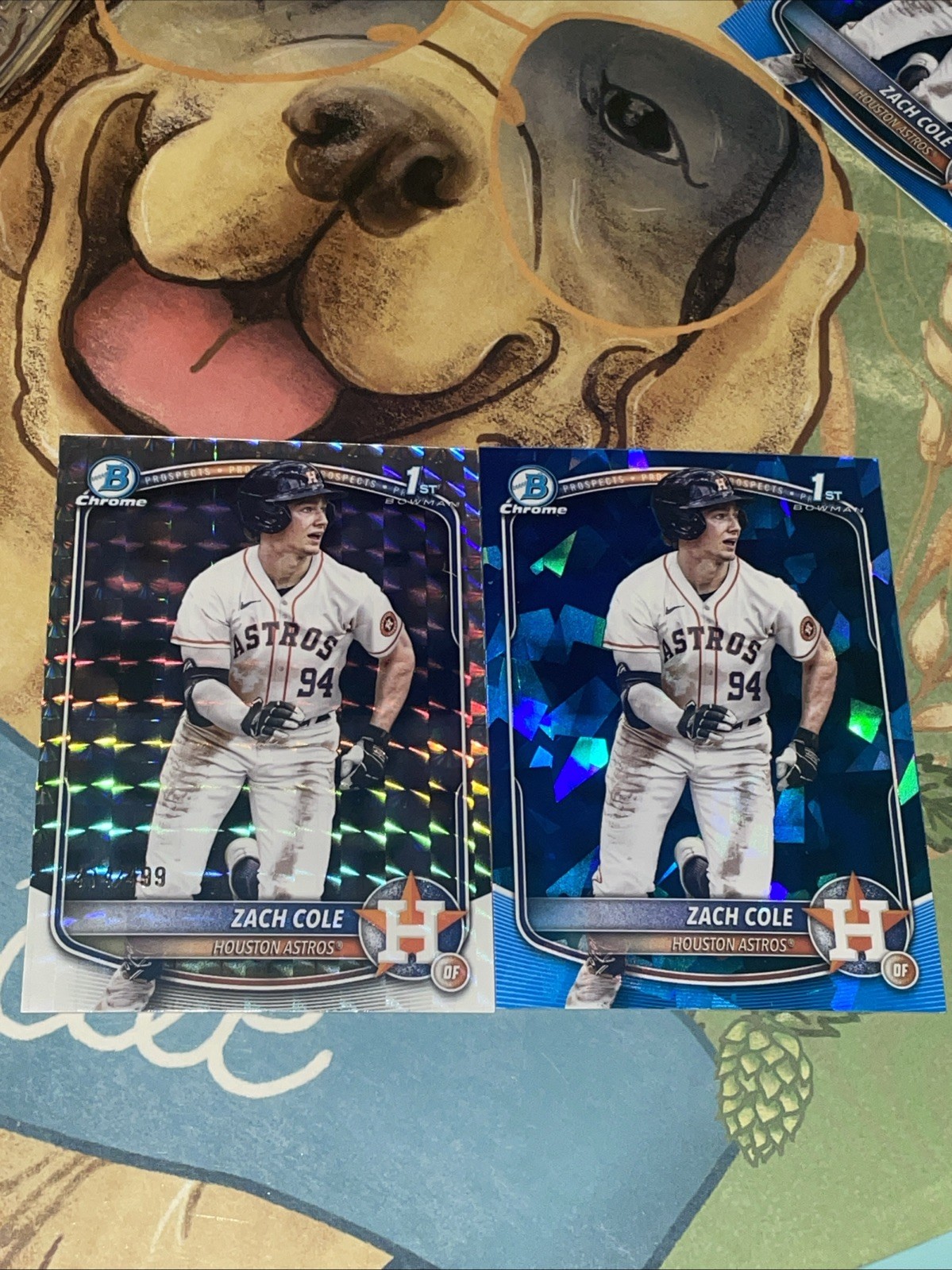 2025 Bowman Chrome Zach Cole Geometric Refractor /499 AND SAPPHIRE CHROME 1st RC