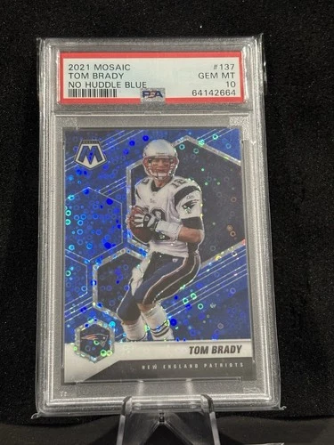 2021 Mosaic Tom Brady No Huddle Blue Prizm #’d/75 PSA 10 GEM MINT