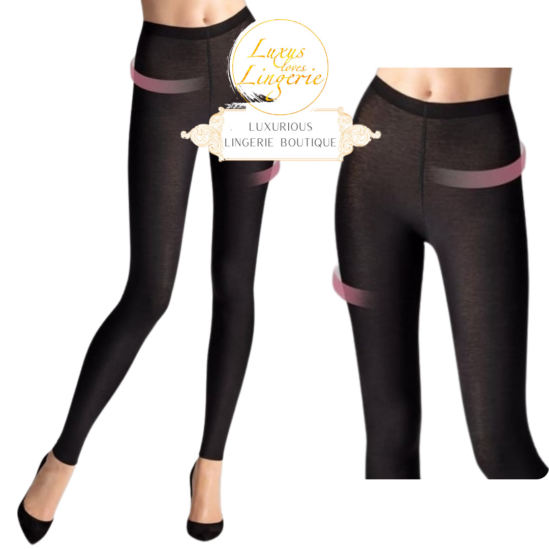 Cotton Contour Forming Leggings by Wolford Black Shaping Pants