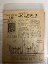 WIRELESS & ELECTRICAL TRADER GEC SUPERHET 5 SERVICE SHEET 1941