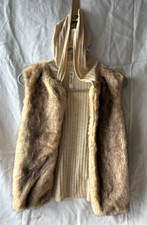 Beautees Girls Faux Fur Beige Vest XL Hooded
