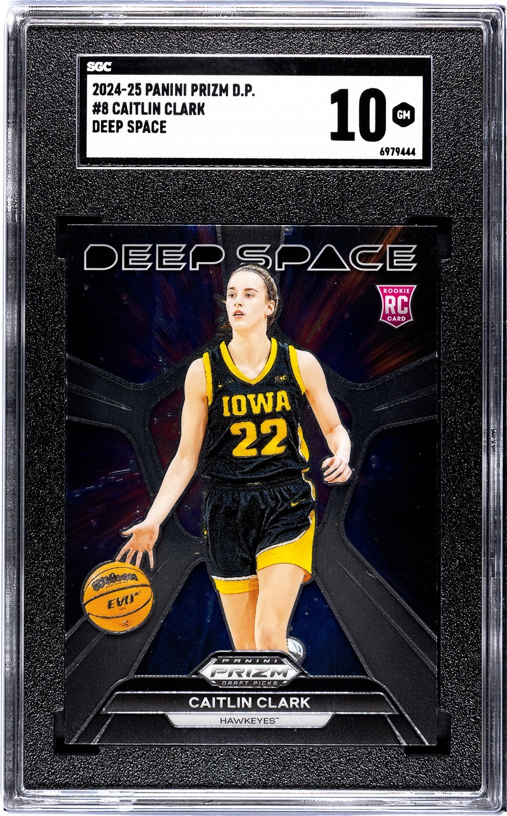 Caitlin Clark 2024 Prizm Draft Picks Deep Space Rookie RC #8 SGC 10 GEM MINT